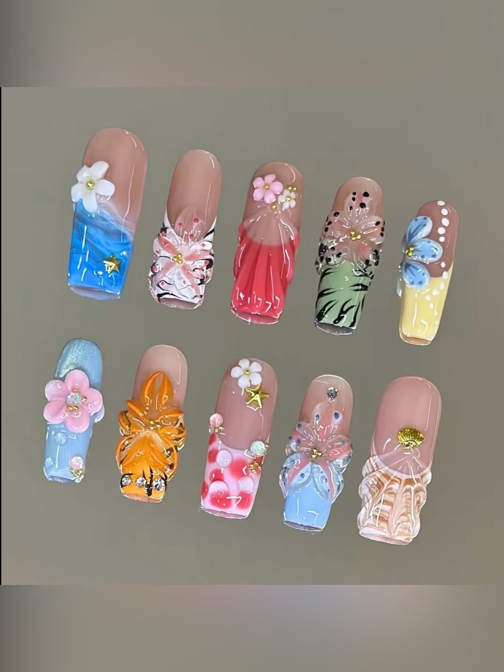 NailVesta Square Press-On Nail Set - Tropical Breeze